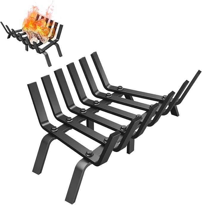 Fireplace Grate, 17 inch Solid Fireplace Log Holder, Heavy Duty Cast Iron by LOCVCDA