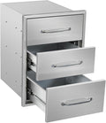 Outdoor Kitchen Drawers 15.7" W x 21.6" H x 17.7" D Stainless Steel Triple by Unknown