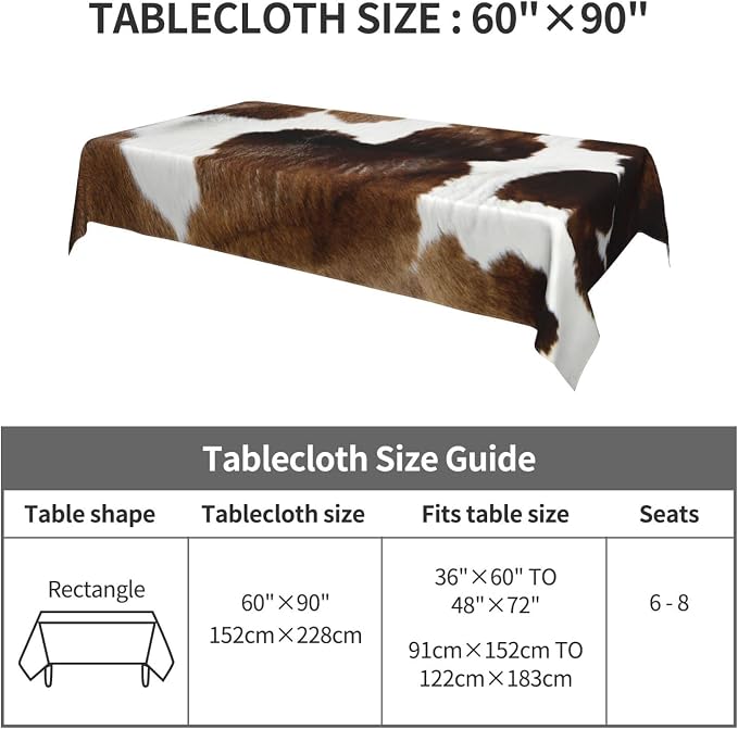 Worltoldb Cow Tablecloths Polyester Table Cloth - Image 3