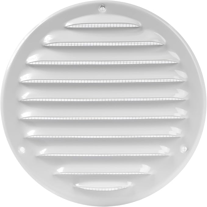 Repa Market 5 Inch Round Air Vent Cover/White Galvanized Steel Louvered Grill by RepaMarket