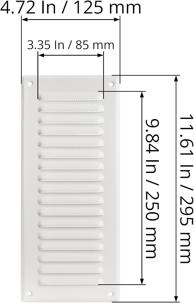 Square Ventilation Grille / 3" x 10" Inch Inside Measurement/White Metal Air - Image 2