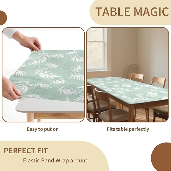 Rectangle Table Cloth Cover Waterproof Elastic Fitted Polyester Fitted - Image 4