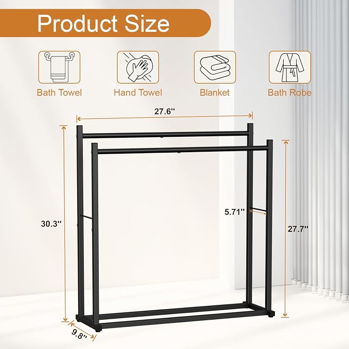Honiter Towel Racks for Bathroom, 2 Tiers Wider Towel Drying Rack Outdoor - Image 3