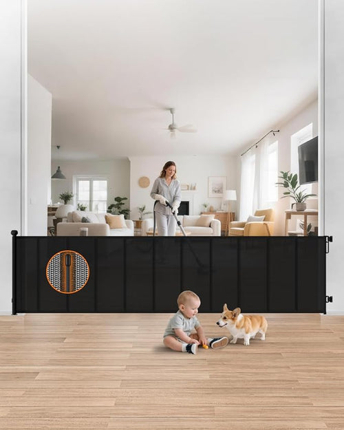 120" Wide Retractable Baby Gate, Secure Closure Extra Wide Baby Gate by Unknown