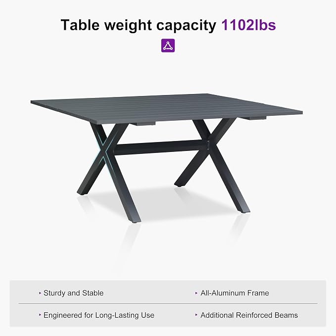 PURPLE LEAF 9 Pieces Outdoor Dining Set Patio Furniture Set - Image 4