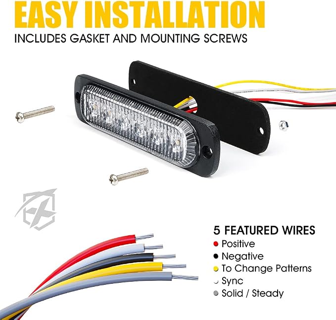 Xprite 10PCS LED Emergency Strobe Lights, Sync Feature Ultra Slim Grill Light - Image 7