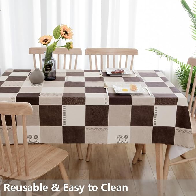 TruDelve Heavy Duty Vinyl Tablecloth Plastic Table Cloth Waterproof Wipeable - Image 6