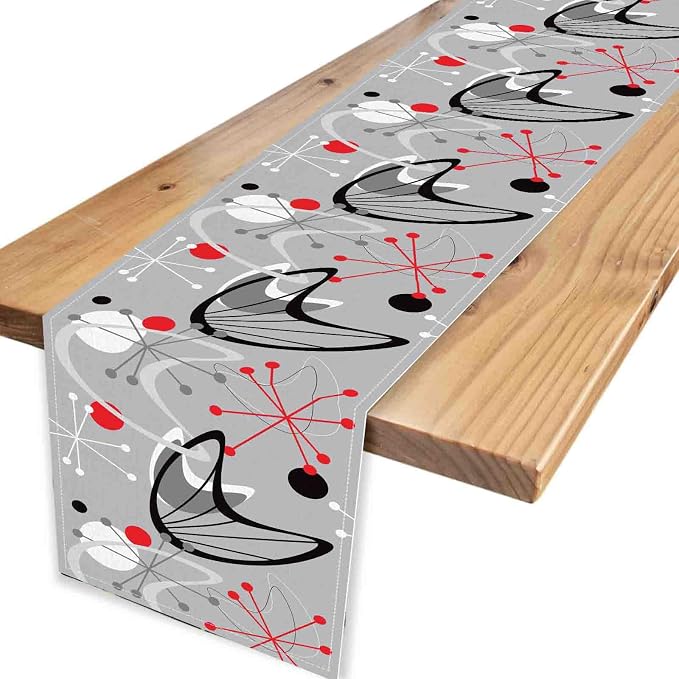 Mid Century Table Runner, Retro 1950s Atomic Minimalist Modern Abstract - Image 4