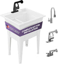 Freestanding Utility Sink with One Handle Black Faucet by NoahWilliamHome
