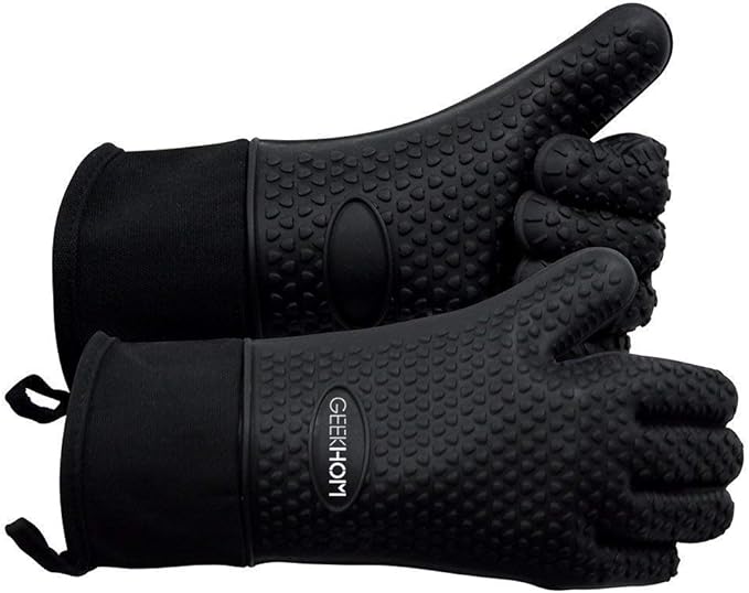 GEEKHOM Silicone Oven Gloves Heat Resistant BBQ Gloves by GEEKHOM