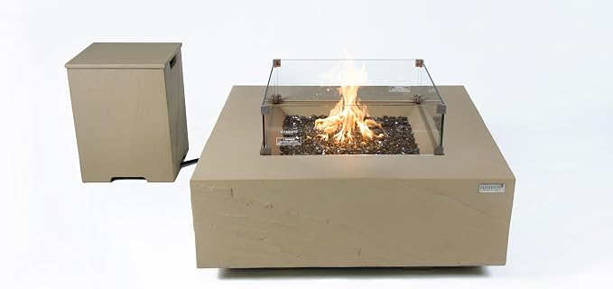 Elementi+ | Bundle Uluru Gas Fire Pit Cast Concrete 40" Square Fire Table - Image 8