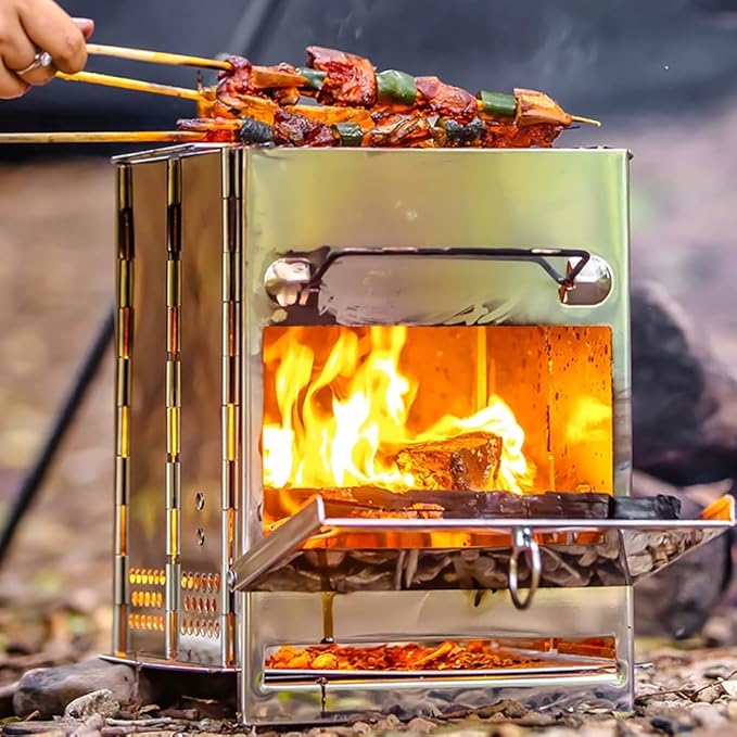 REDCAMP Wood Burning Folding Camp Stove Stainless Steel Grid, Portable - Image 5