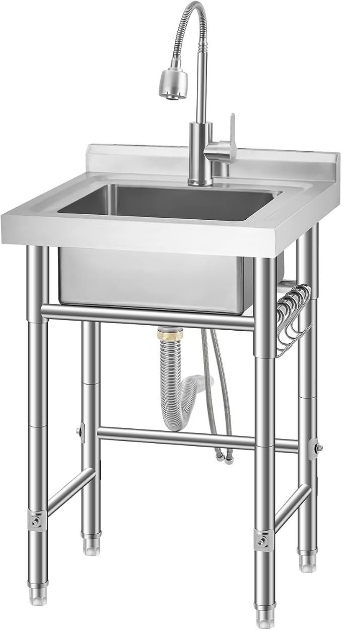 Stainless Steel Utility Sink, Free Standing Single Bowl Kitchen Sink, by Unknown