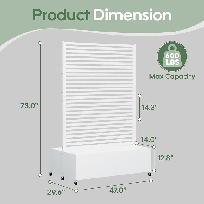 Double Metal Planter Box with Trellis Privacy Screen, Raised Garden Bed with - Image 5