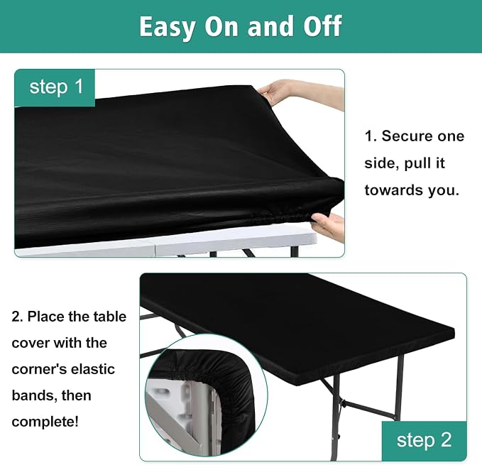 LUSHVIDA Fitted Rectangle Tablecloths, 6 Packs Elastic Vinyl Table Cloth - Image 5