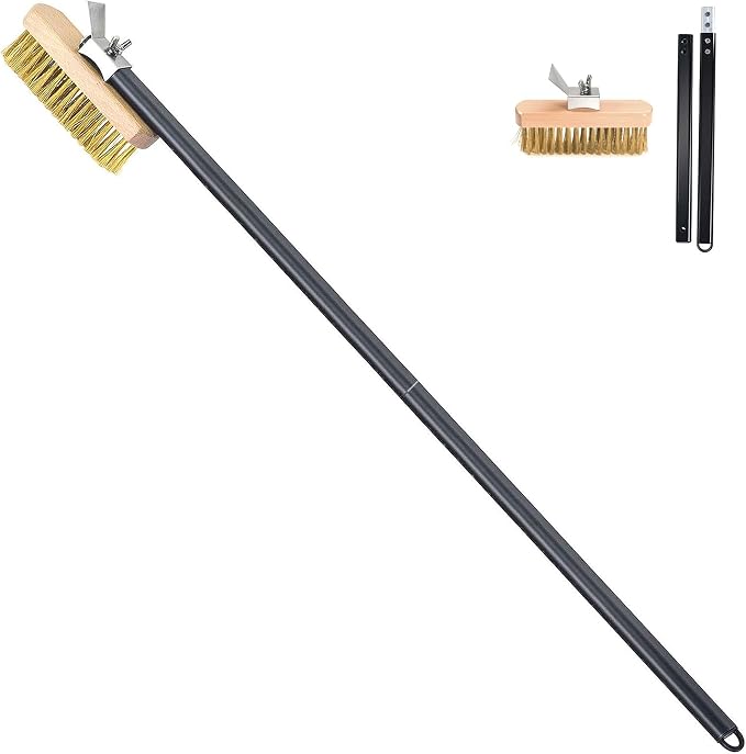 Pizza Oven Brush with Scraper Brass Bristles Pizza Brush by SHANGPEIXUAN