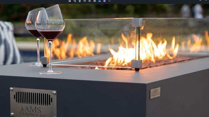 AMS Fireplace | Rectangular Fire Pit Glass Wind Guard - Image 8