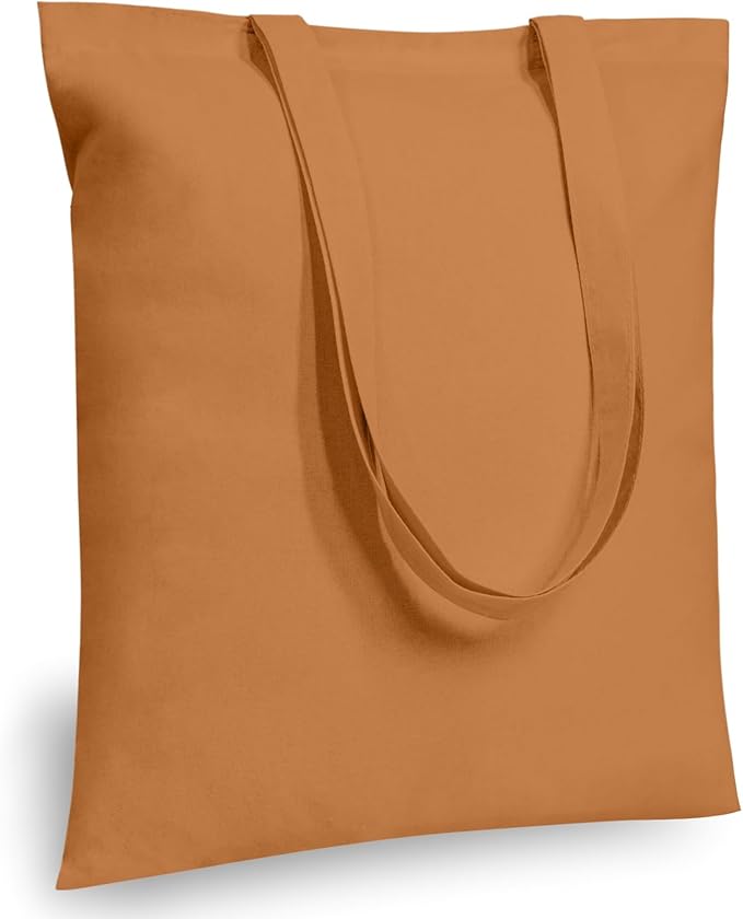 TOPDesign 6-Pack Economical 16"x15" Khaki Cotton Tote Bags, Lightweight Medium by TOPDesign
