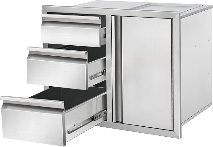 Outdoor Kitchen Drawer Combo, Stainless Steel Triple Drawers by Unknown