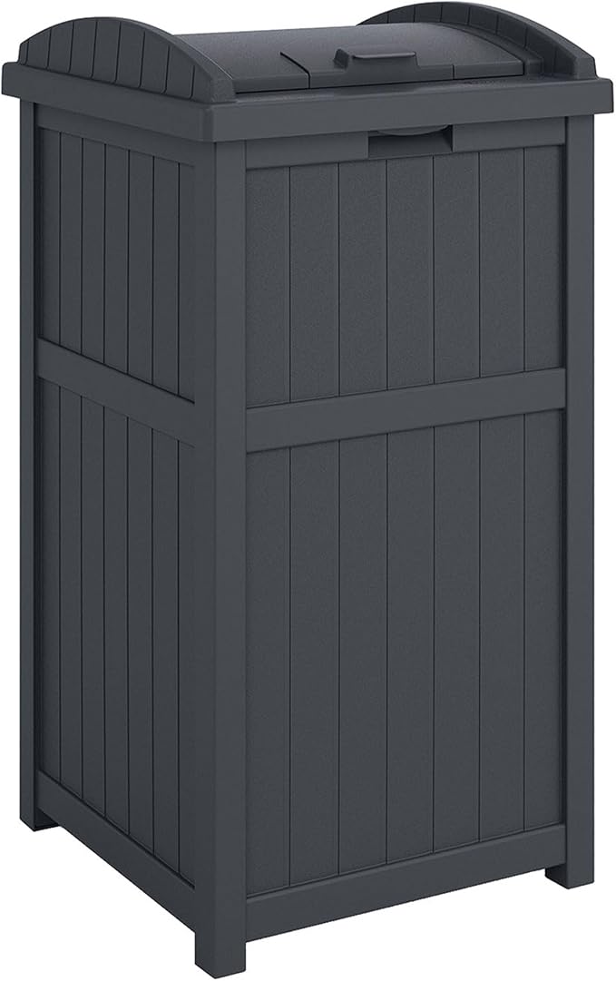 Suncast 3 Pack Trash Hideaway Refuse Container, Stylish Resin Outdoor Garbage - Image 2