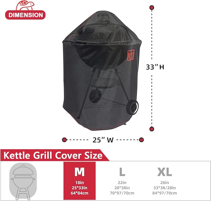 Turtle Life Round BBQ Grill Cover, 18inch Heavy Duty Durable Waterproof Rip - Image 3