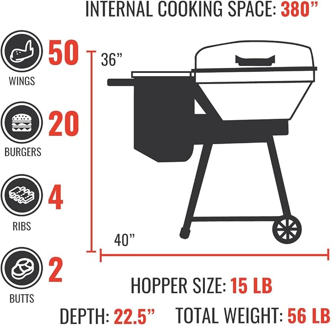 recteq Pellet Grill RT-B380 Bullseye + Cover, and Electric Pellet Smoker Grill - Image 5