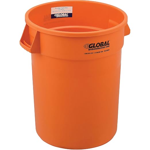 Global Industrial Commercial Round Trash Can, 32 Gallon Capacity, Plastic - Image 5