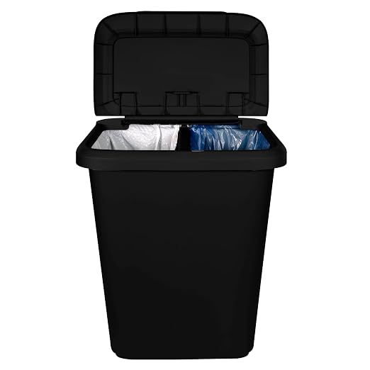 20.4 Gallon Plastic Recycling Bin, Two Compartment Garbage Container - Image 4