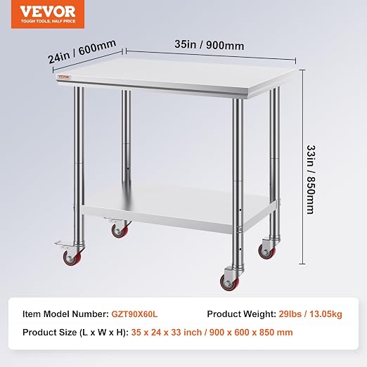 Vevor Mophorn Stainless Steel Work Table 36x24 Inch - Image 7