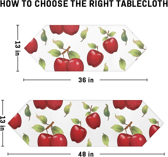 Apples Leaves Table Runners 36 Inches Long Table Runner Washable Kitchen Dining - Image 9