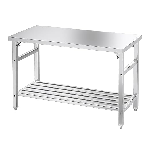 Commercial Foldable Heavy Duty Stainless Steel Table, 48 x 24 Inches Metal Prep by Mioleu