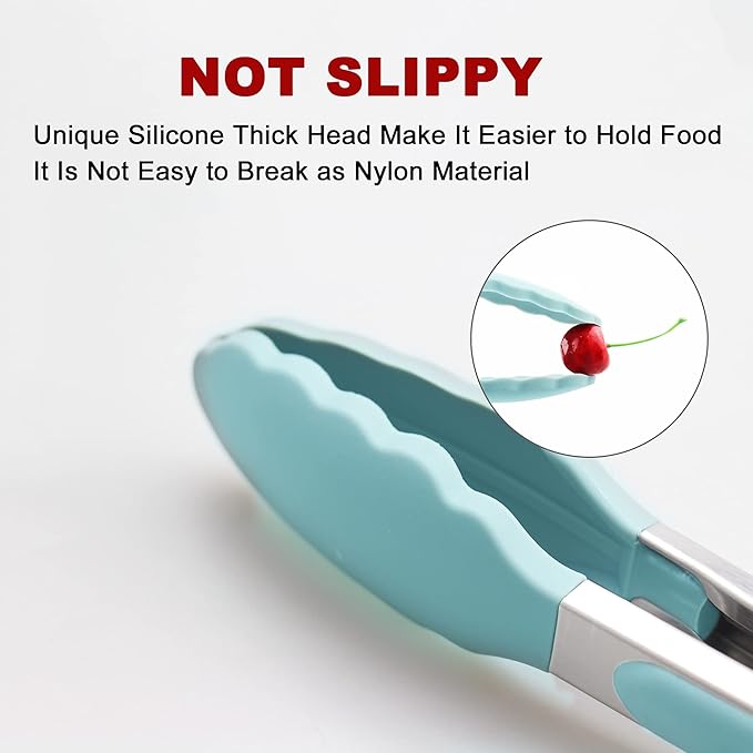 Tongs 4-Pack in Aqua Sky with Locking Clip and Non-Slip Grip
