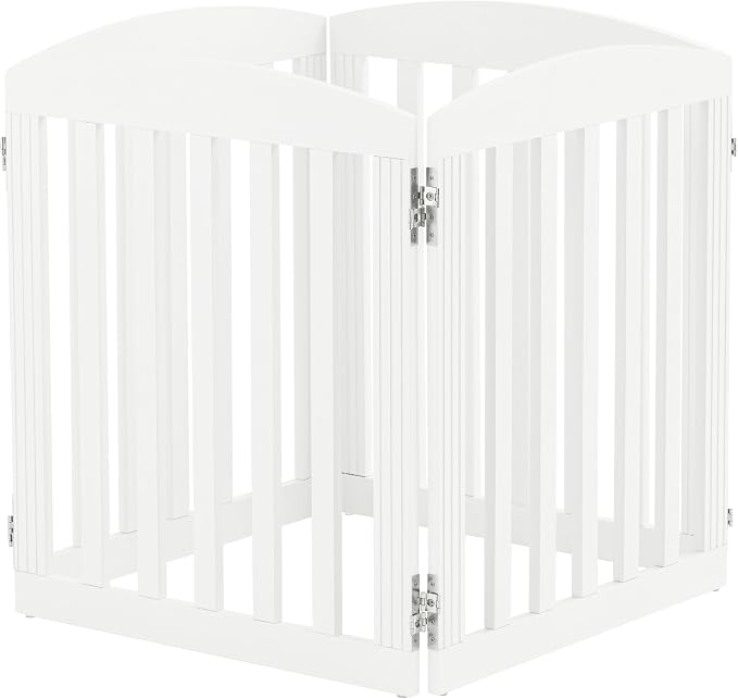 SPIRICH 96" Extra Wide 28" Tall Wooden Freestanding Foldable Dog Gate, Pet Gate - Image 5