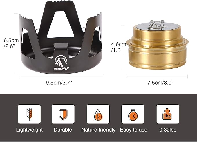REDCAMP Mini Alcohol Stove for Backpacking, Lightweight Brass Spirit Burner - Image 4