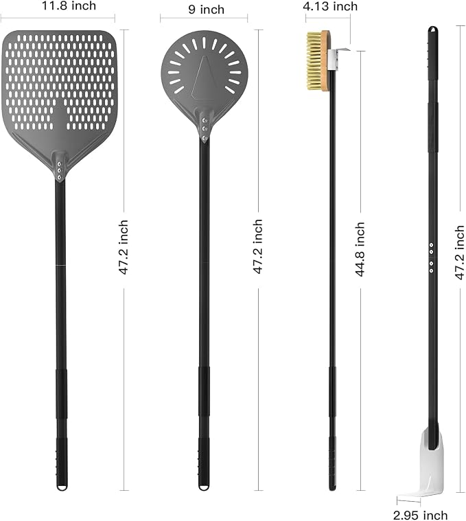 G.a HOMEFAVOR 4-Piece Pizza Oven Accessories, 12-Inch Perforated Pizza Peel - Image 2