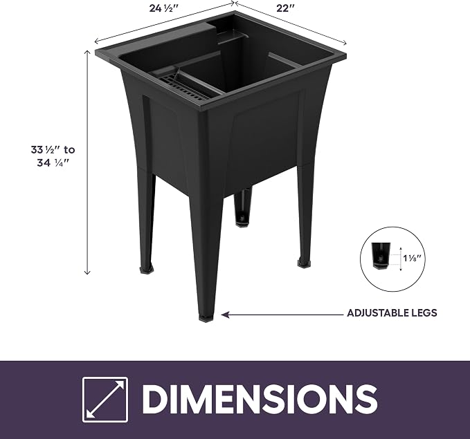 Freestanding Utility Sink with One Handle Black Faucet - Image 5