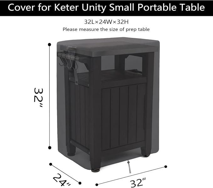 Prep Table Covers for Keter Unity Outdoor Kitchen Portable Bar Cart, Waterproof - Image 3