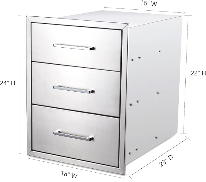 TIANAI Outdoor Kitchen Drawers Stainless Steel Triple Drawer - Image 3