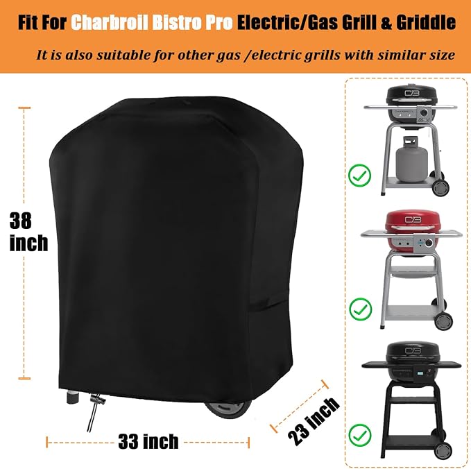 Grill Cover for Charbroil Bistro Pro Electric Grill, Waterproof Outdoor Griddle - Image 3