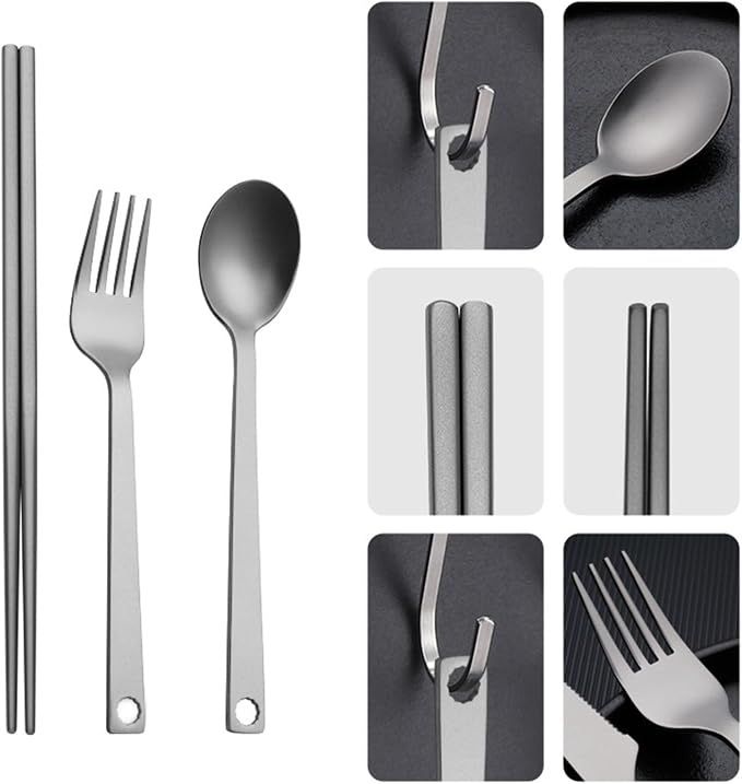 Portable Camping Cutlery Set Outdoor Metal Tableware Fork Spoon Chopstick - Image 7