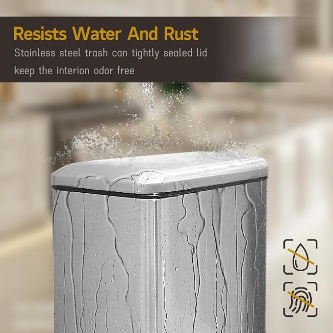 Bathroom Trash Can, 10 Liter / 2.6 Gallon Stainless Steel Garbage Can - Image 3