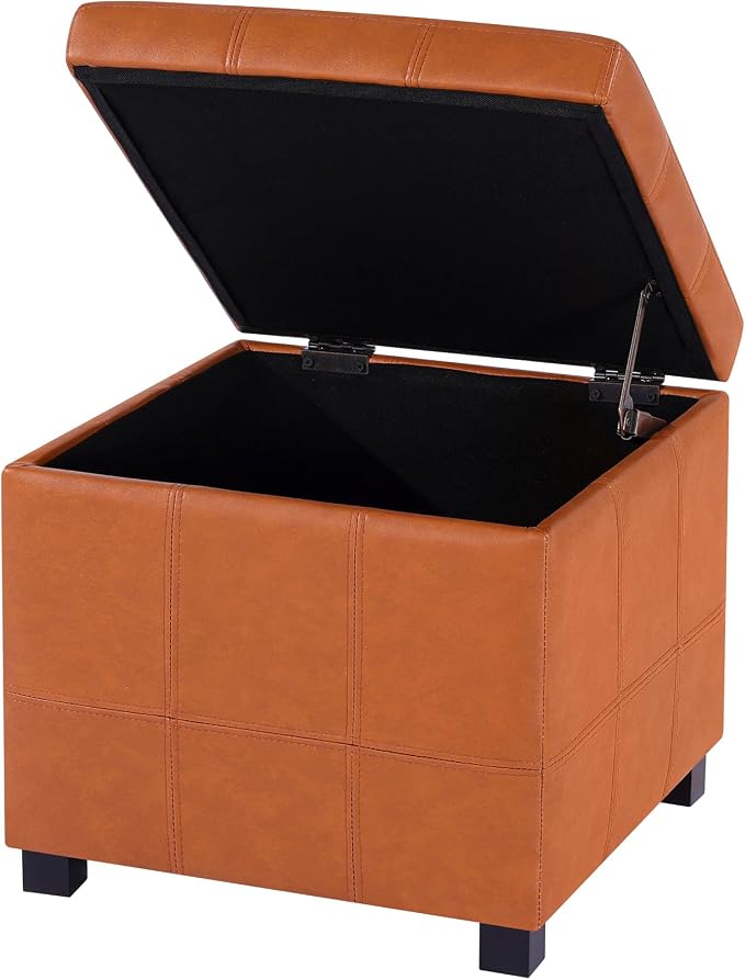 Homebeez Faux Leather Lift Top Storage Ottoman Bench - Image 7