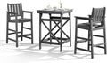 3-Piece Adirondack Chairs and Table Set, HDPE Patio Bar Sets, All Weather by SeeHill