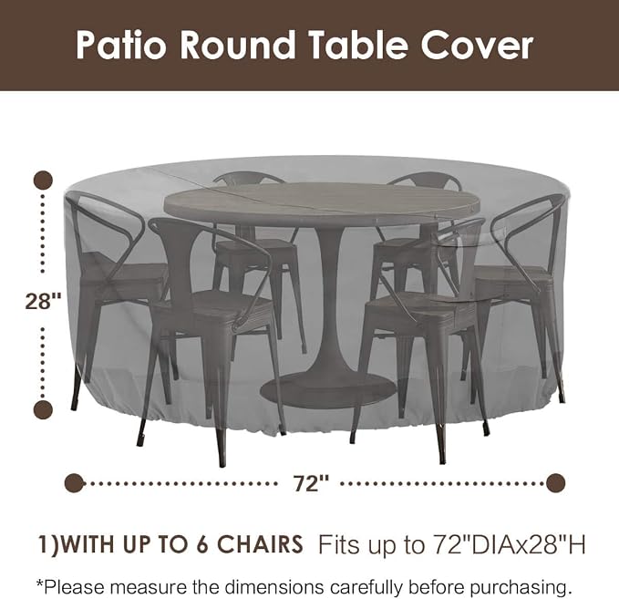 Vailge Round Patio Furniture Covers, 100% Waterproof Outdoor Table Chair Set - Image 2