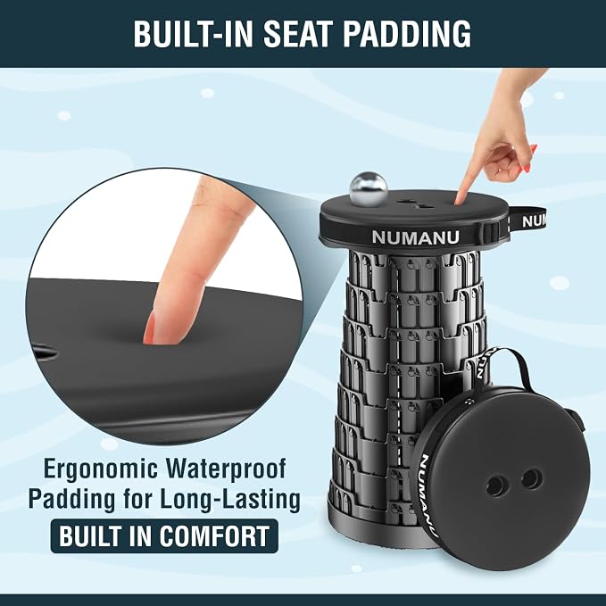 NUMANU 2PK 2025 Upgraded Padded Collapsible Stool, Max 620lb 18" Adjustable - Image 3