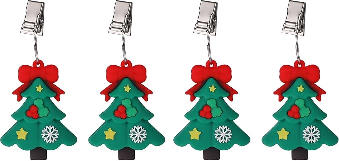 TwoFish Home Set of 4 Xmas Tree Tablecloth Weight Clamps Xmas Tree Style by TwoFishHomeFashionLLC