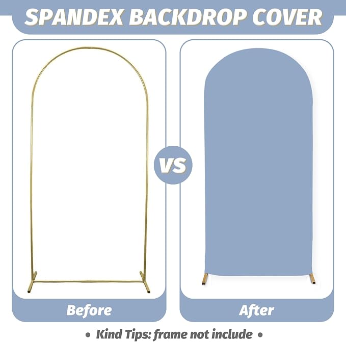 MODFUNS Dusty Blue Arch Cover Set of 3 Spandex Arch Stand Cover Wedding - Image 3