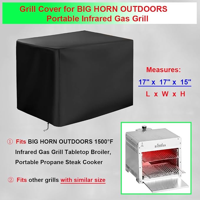 Infrared Grill Cover for Big Horn Infrared Grill, 600D Heavy Duty Waterproof - Image 2