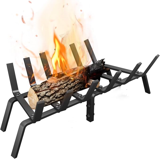 Heavy Duty 24Inch Fireplace Grate, Solid Steel Log Rack by DPZM