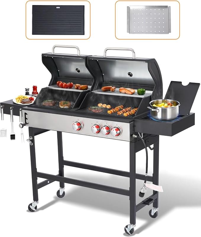 Propane Gas and Charcoal Grill Combo | Griddle Grill by Unknown